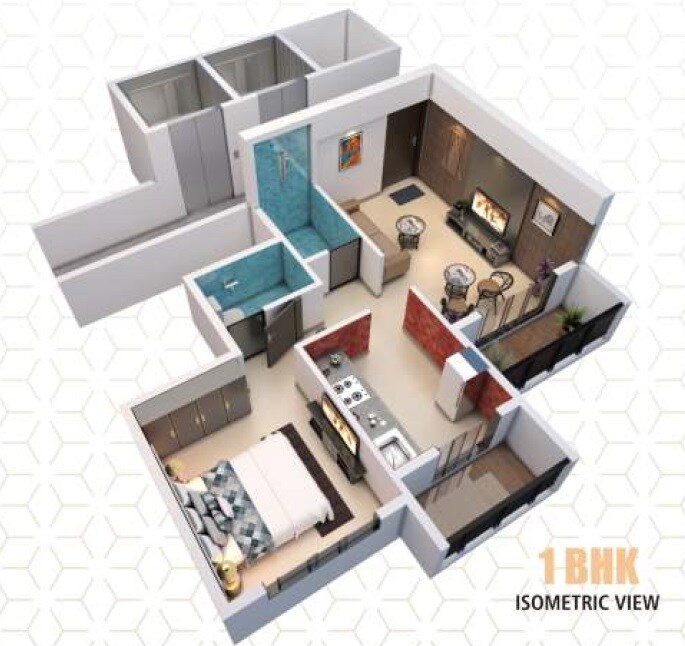 Floor plan of 1 BHK 466 Sq. Ft. Apartment in Gayatri Surval Heights, Thane