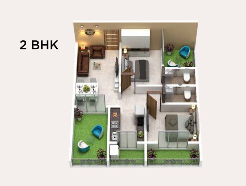 2 BHK 589 Sq. Ft. Apartment