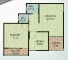 Floor plan of 1 BHK 383 Sq. Ft. Apartment in Gebi Prerna, Thane