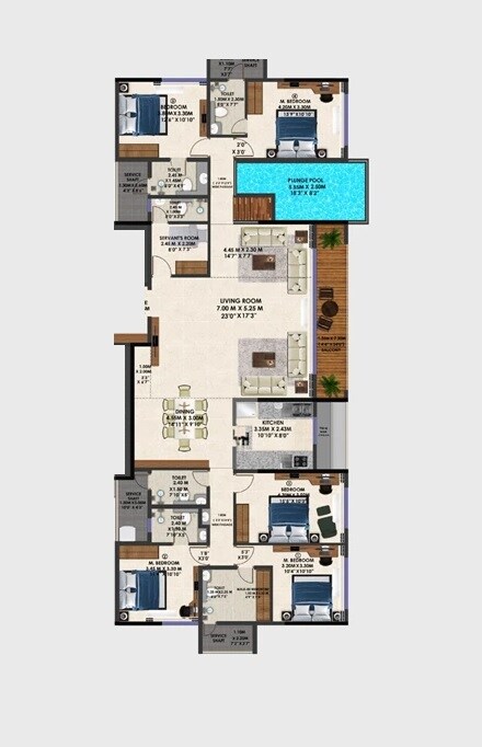 Floor plan of 5 BHK 2138 Sq. Ft. Apartment in GNP Landmark, Thane