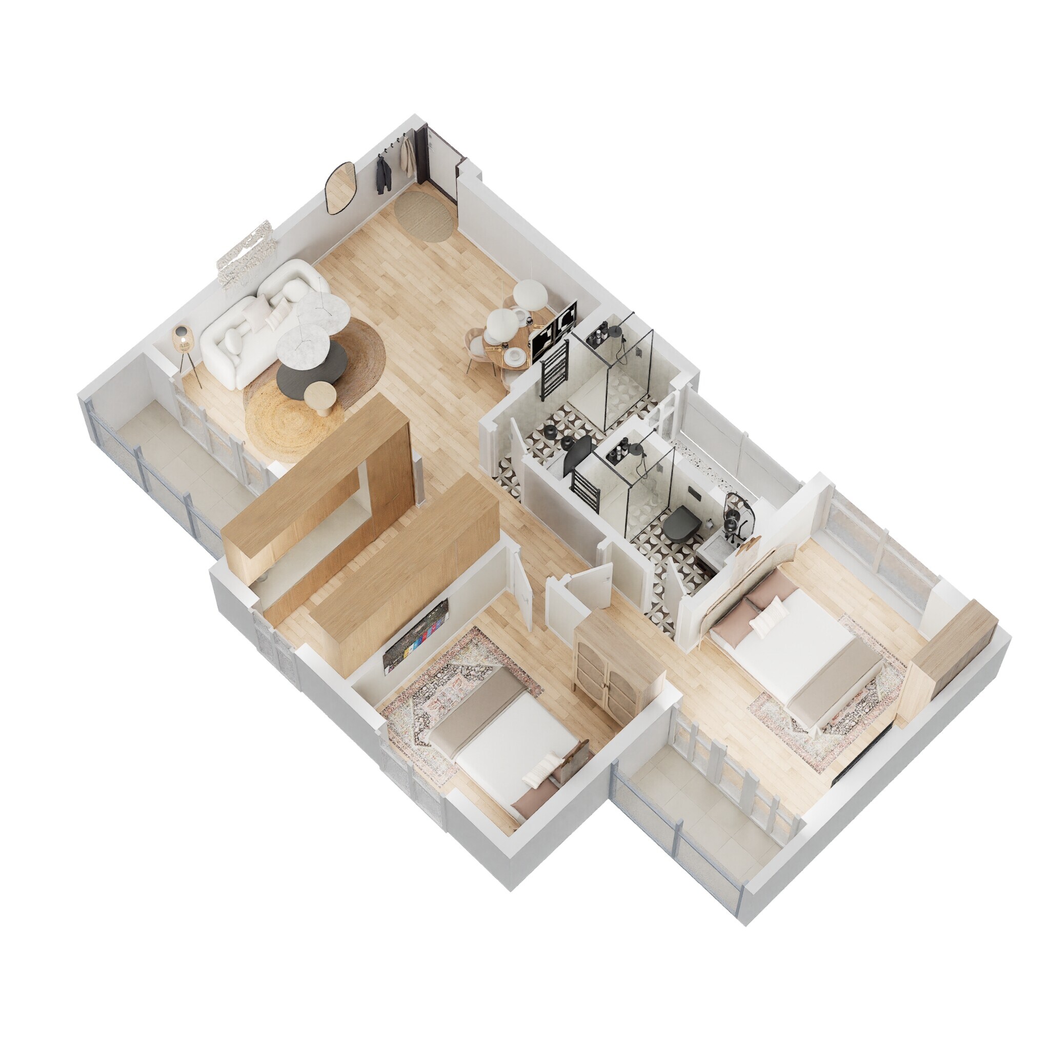Floor plan of 2 BHK 801 Sq. Ft. Apartment in Godrej Emerald, Thane