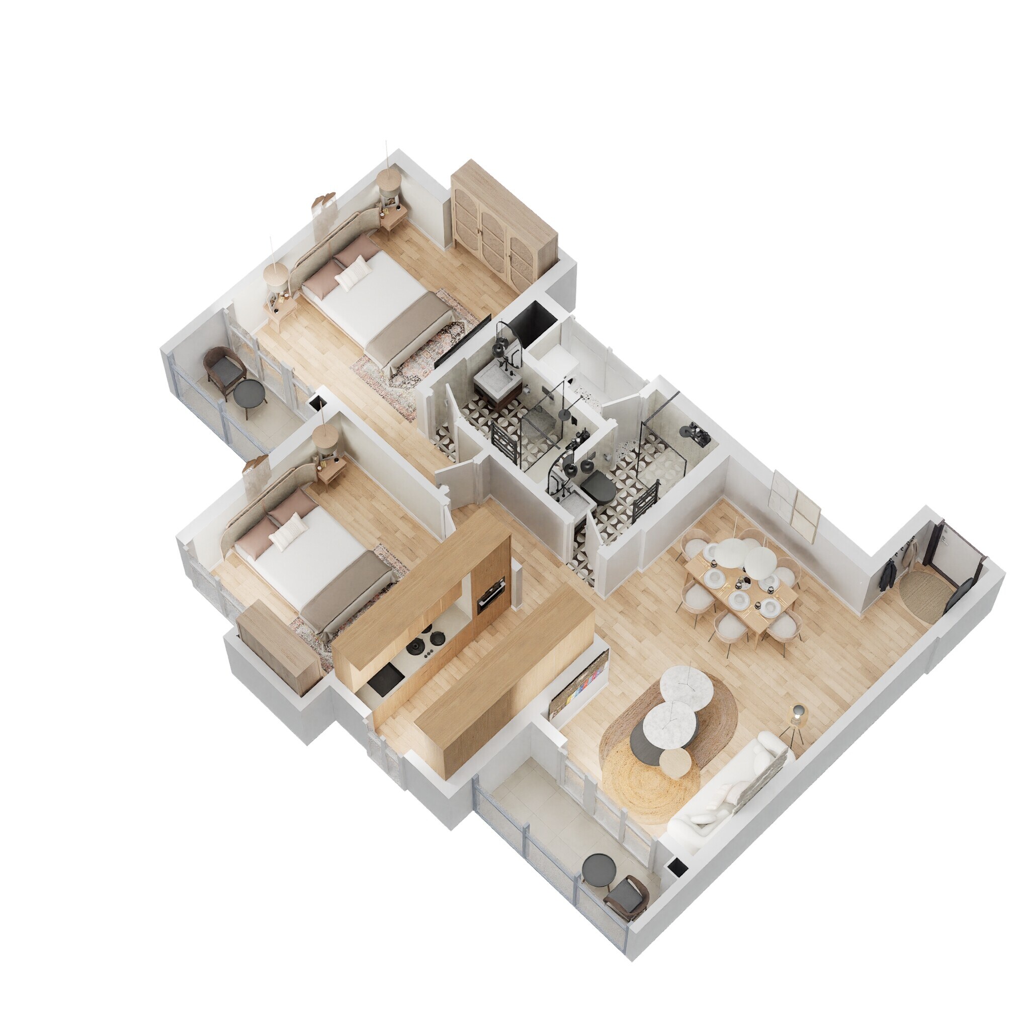 Floor plan of 2 BHK 704 Sq. Ft. Apartment in Godrej Emerald Vista, Thane