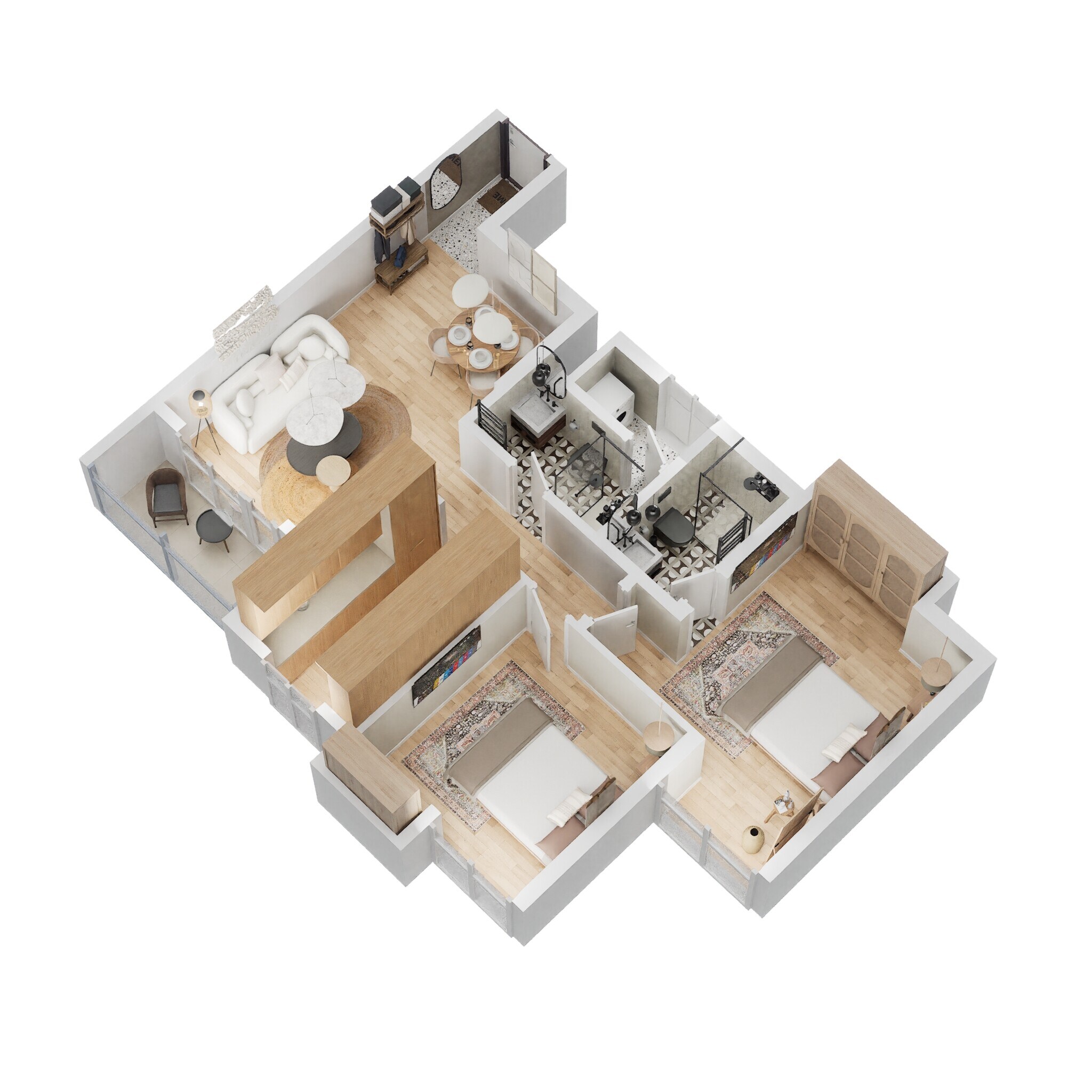 Floor plan of 2 BHK 719 Sq. Ft. Apartment in Godrej Emerald Vista, Thane
