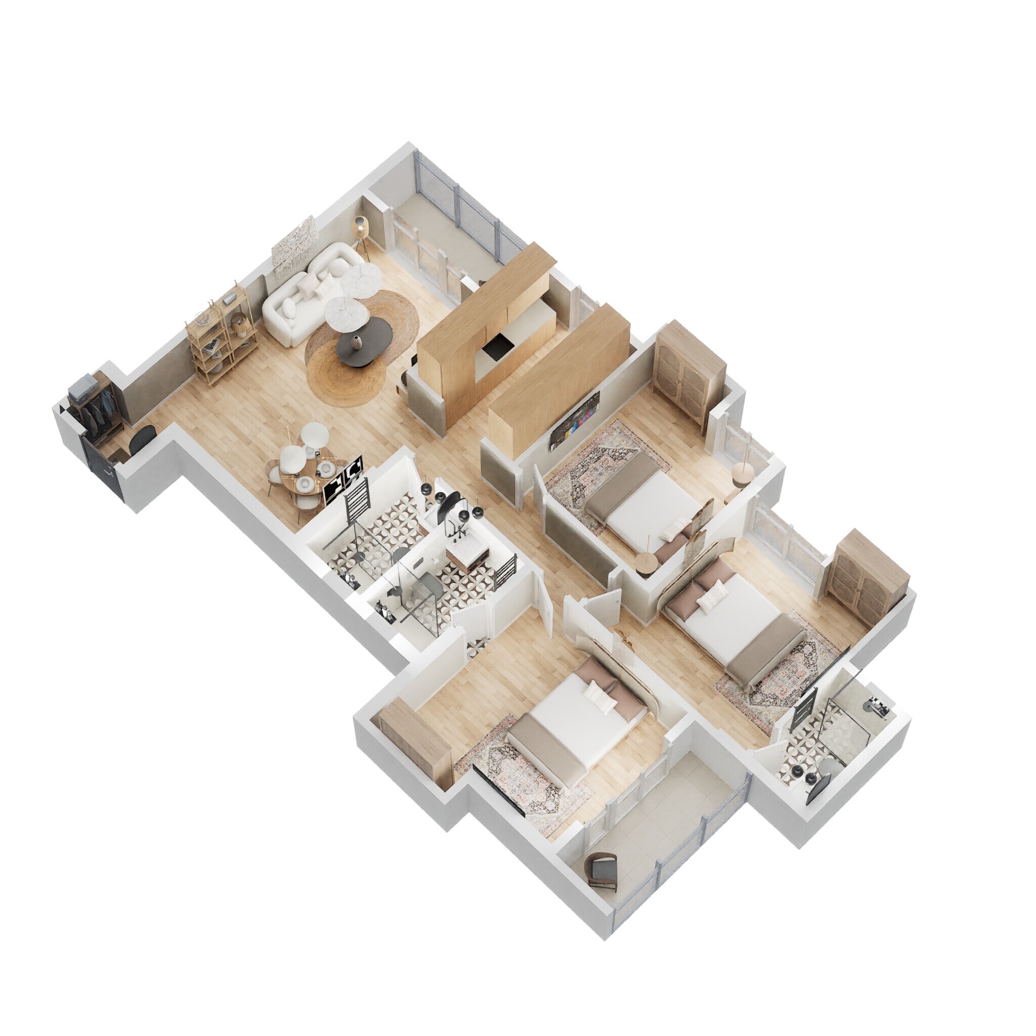 Floor plan of 3 BHK 824 Sq. Ft. Apartment in Godrej Emerald Vista, Thane