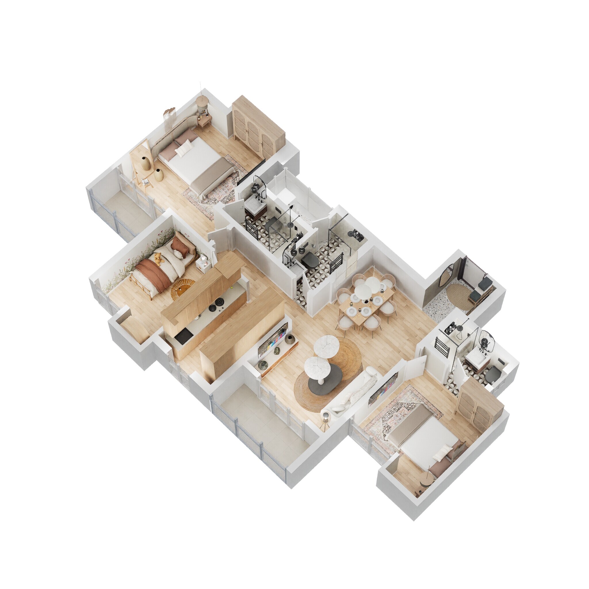Floor plan of 3 BHK 919 Sq. Ft. Apartment in Godrej Emerald Vista, Thane