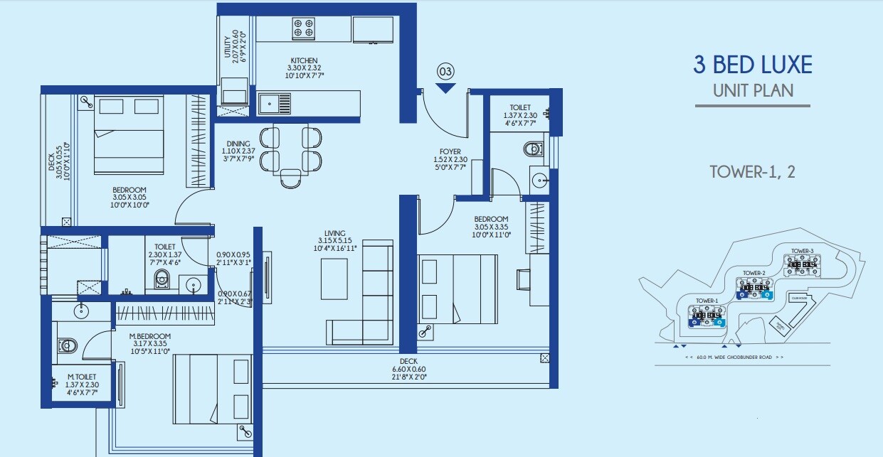 Other, godrej-exquisite 3 Bedroom 922 Sq.Ft. Apartment In Ghodbunder Road Thane 9386295