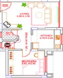 Floor plan of 1 BHK 750 Sq. Ft. Apartment in Godrej Hill, Thane