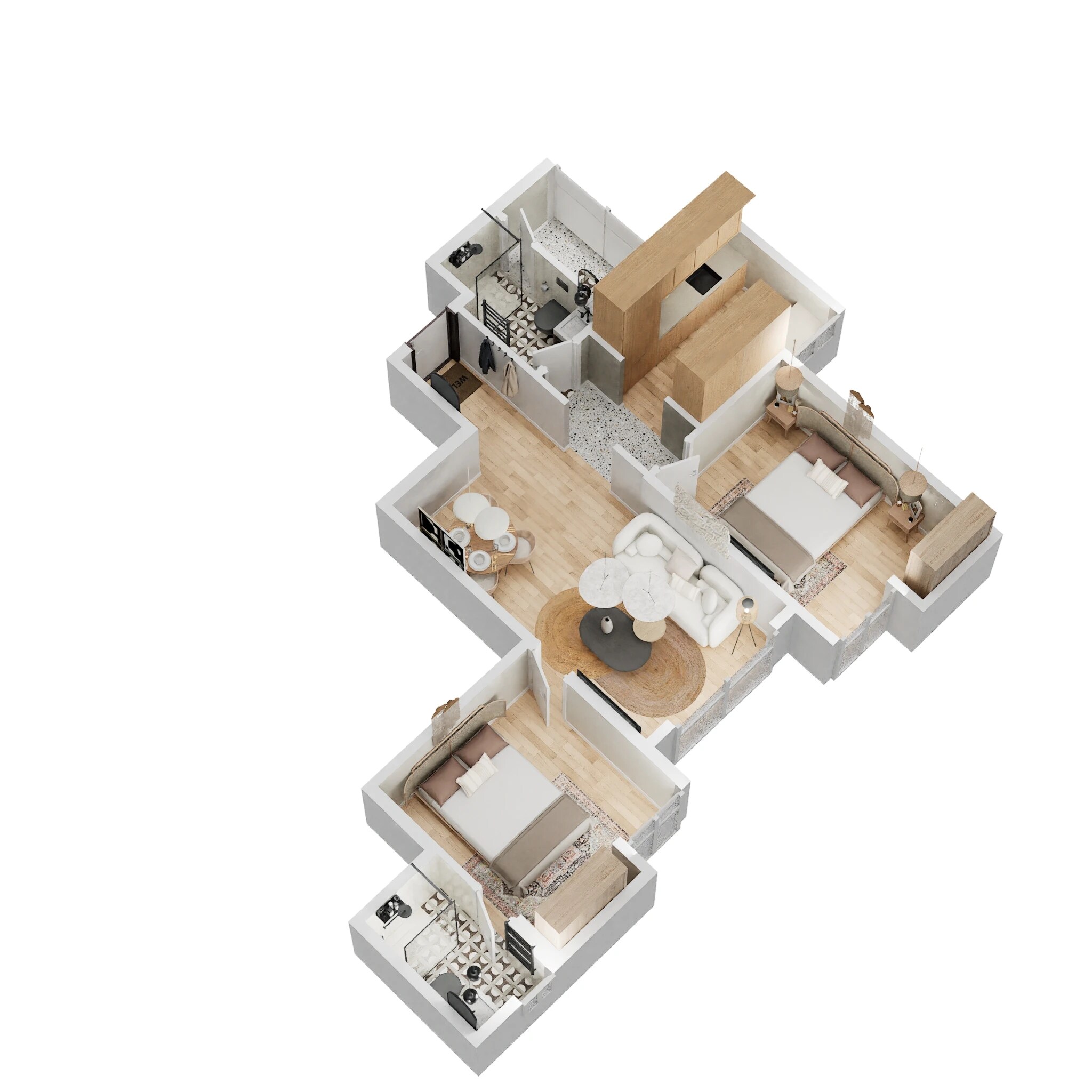 Floor plan of 2 BHK Apartment - 591 sq. ft. in Godrej Nirvaan, Thane