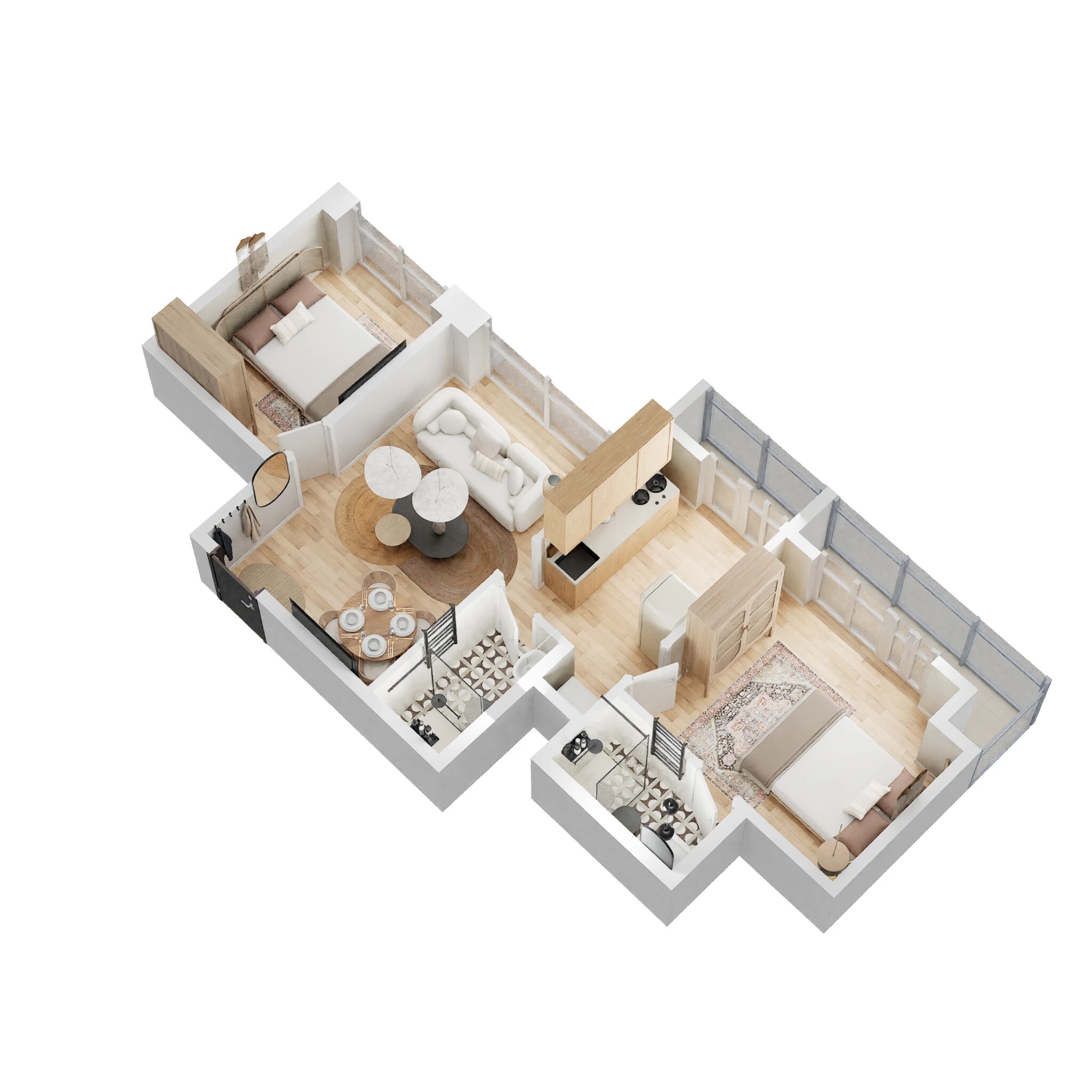 Floor plan of 2 BHK 592 Sq. Ft. Apartment in Godrej Sky Gardens Vihaa, Thane
