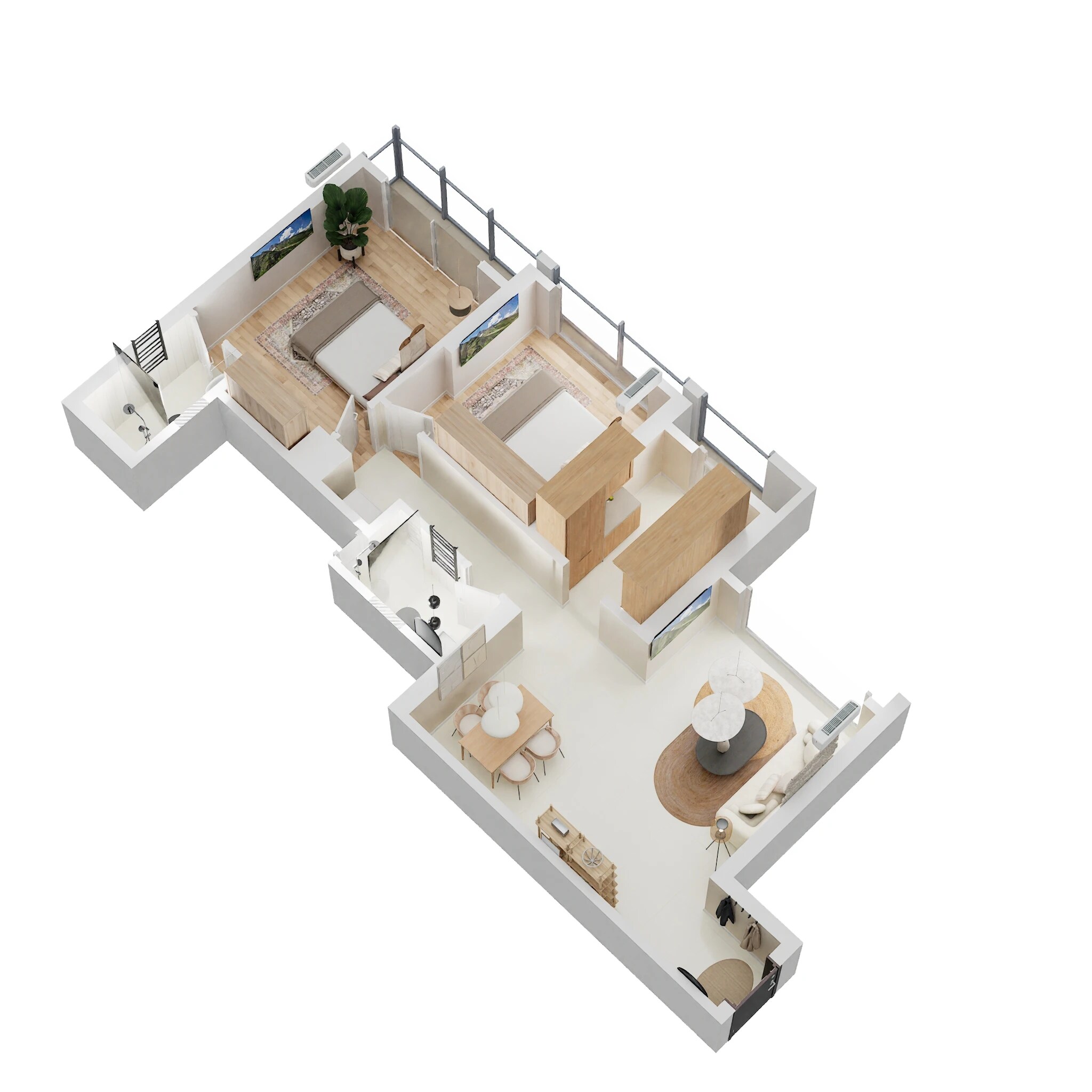 Floor plan of 2 BHK 592 Sq. Ft. Apartment in Godrej Vihaa, Thane