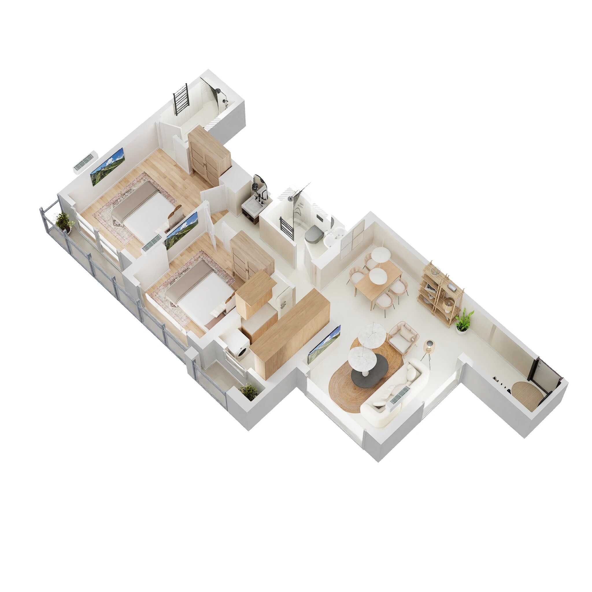 Floor plan of 2 BHK 712 Sq. Ft. Apartment in Godrej Vihaa, Thane