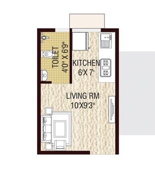 Floor plan of 220 Sq. Ft. Studio in Golden Vann Phase 4, Thane