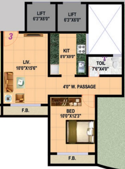 1 BHK 441 Sq. Ft. Apartment in Gopal Krishna Paradise