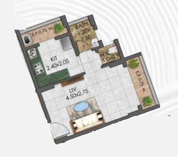Floor plan of 275 Sq. Ft. Studio in Gopal Krishna Titwala, Thane