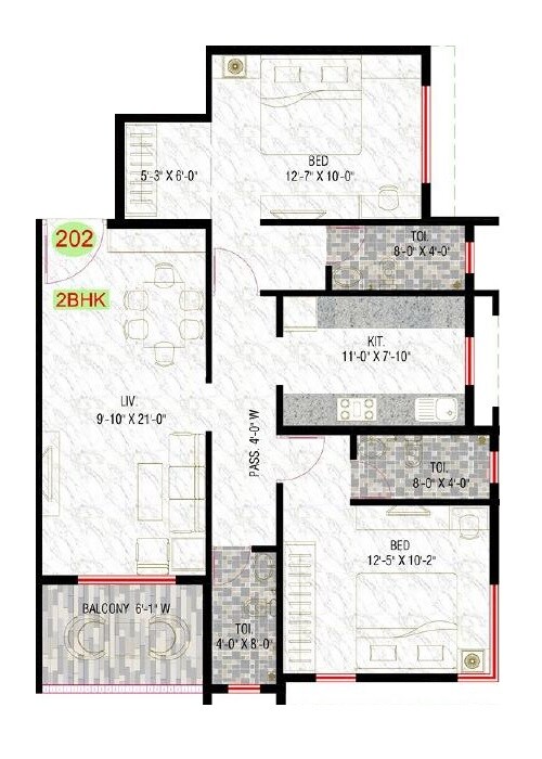 2 BHK 527 Sq. Ft. Apartment