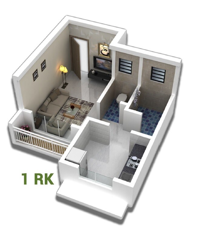 Floor plan of Studio - 246 sq. ft. in Green Park Residency, Thane