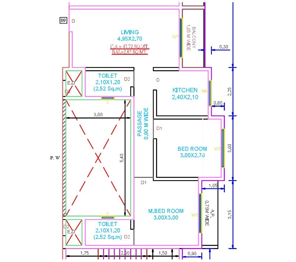 Floor plan of 2 BHK 514 Sq. Ft. Apartment in Greencrew Riddhi Siddhi NX, Thane