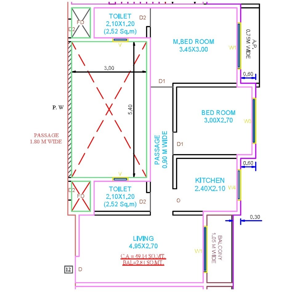 Floor plan of 2 BHK 529 Sq. Ft. Apartment in Greencrew Riddhi Siddhi NX, Thane