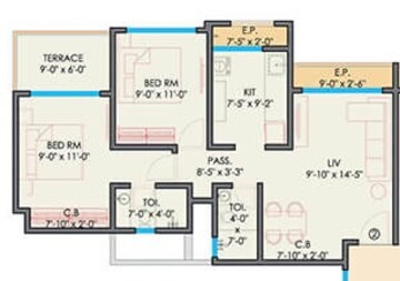  2 BHK Apartment at Gurukrupa Guru Atman, Kalyan West – for Rent