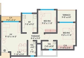  2 BHK Apartment at Gurukrupa Guru Atman, Kalyan West – for Rent