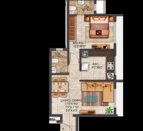 1 BHK 463 Sq. Ft. Apartment in Hari Om Sai Dwarka Residency