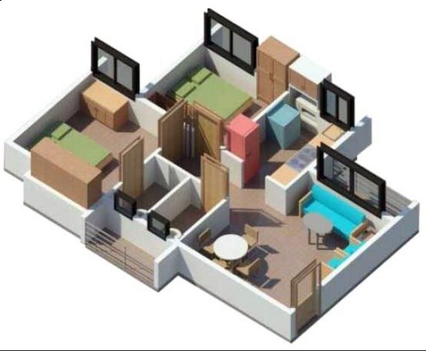 Floor plan of 2 BHK 903 Sq. Ft. Apartment in Haware Citi, Thane