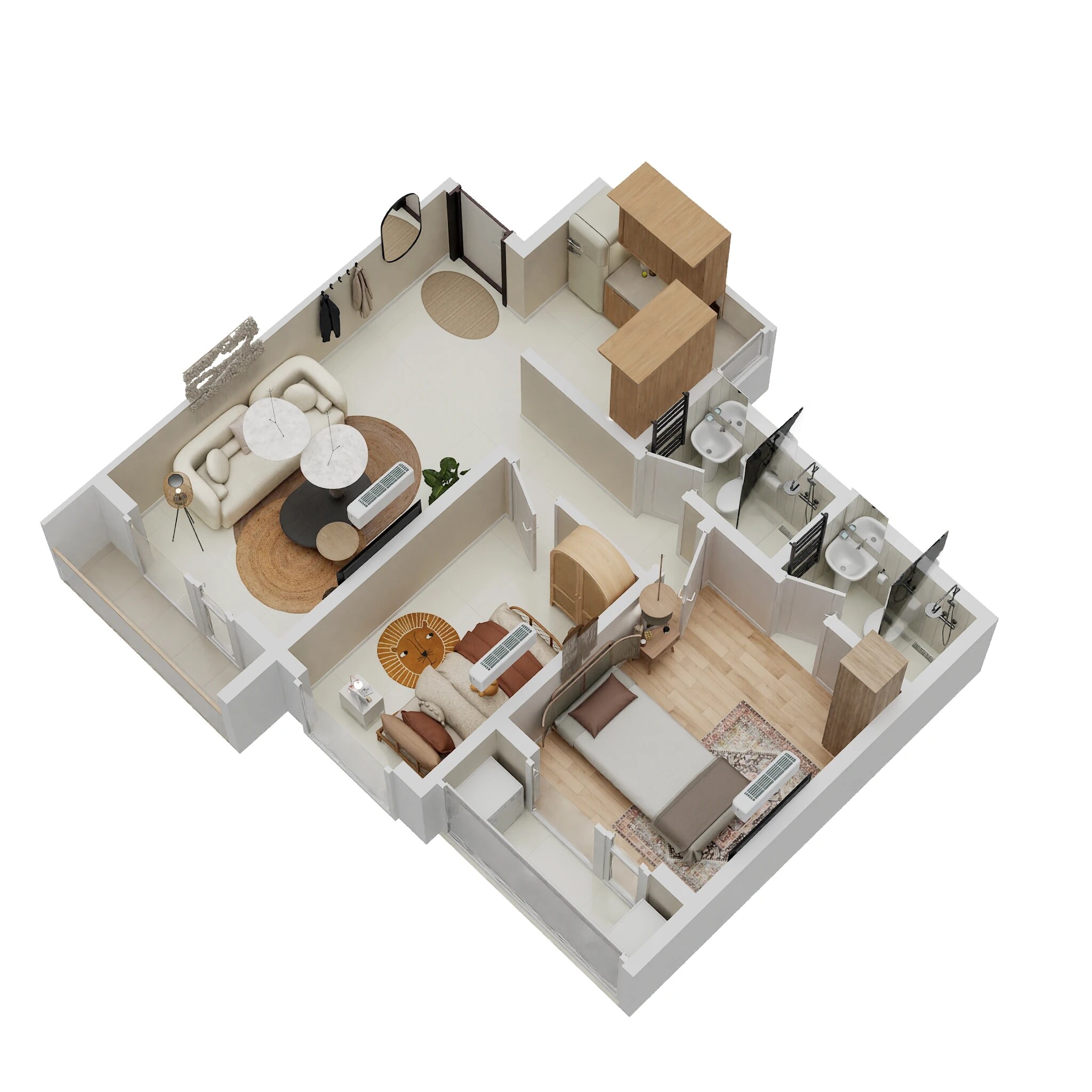 Floor plan of 2 BHK Apartment - 496 sq. ft. in Haware Intelligentia Segment, Thane