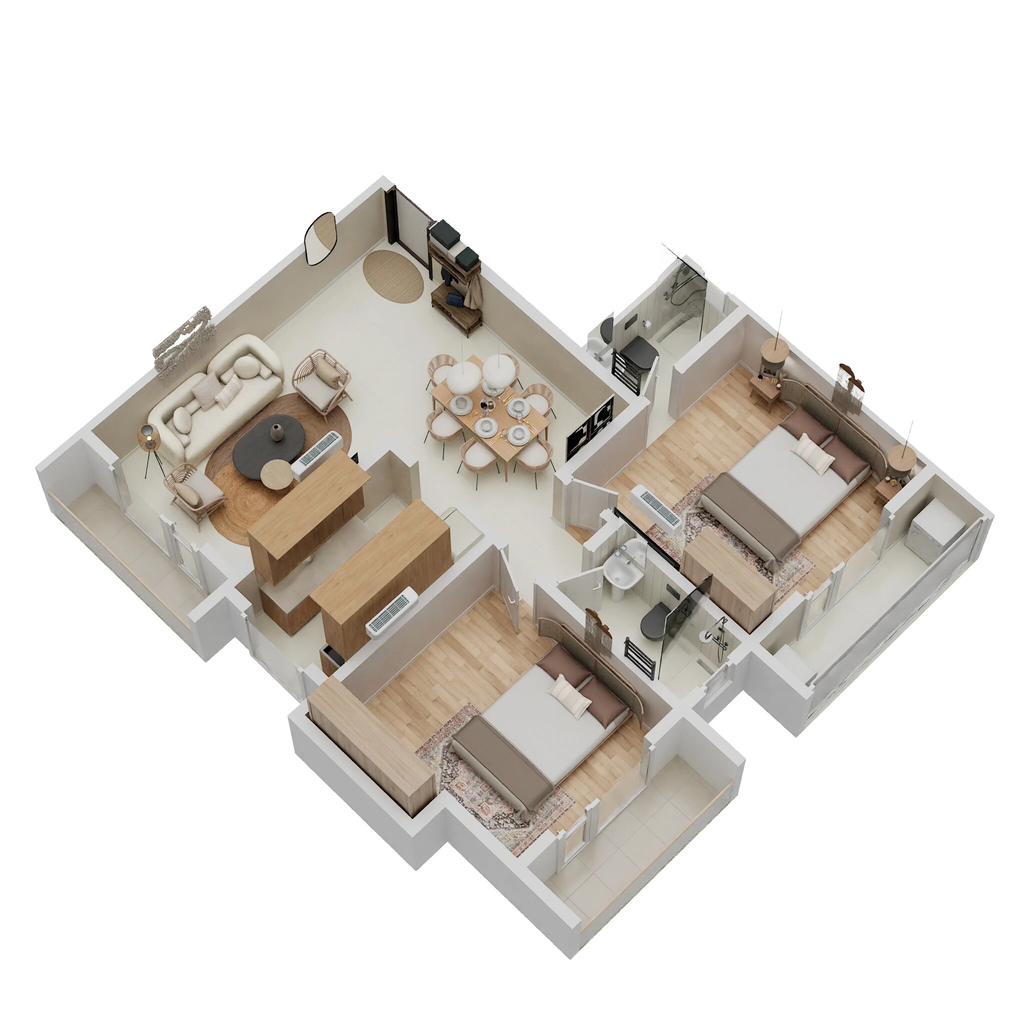 Floor plan of 2 BHK Apartment - 770 sq. ft. in Haware Intelligentia Segment, Thane