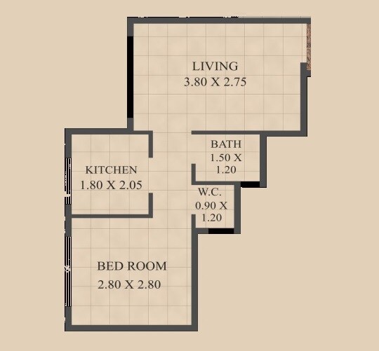 Floor plan of 1 BHK 300 Sq. Ft. Apartment in Haware Leela Homes, Thane