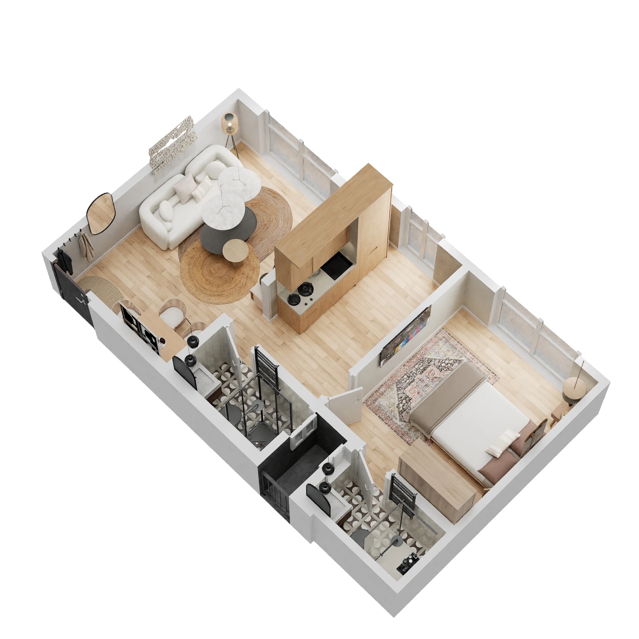 Floor plan of 1 BHK Apartment - 372 sq. ft. in Haware My First Home, Thane