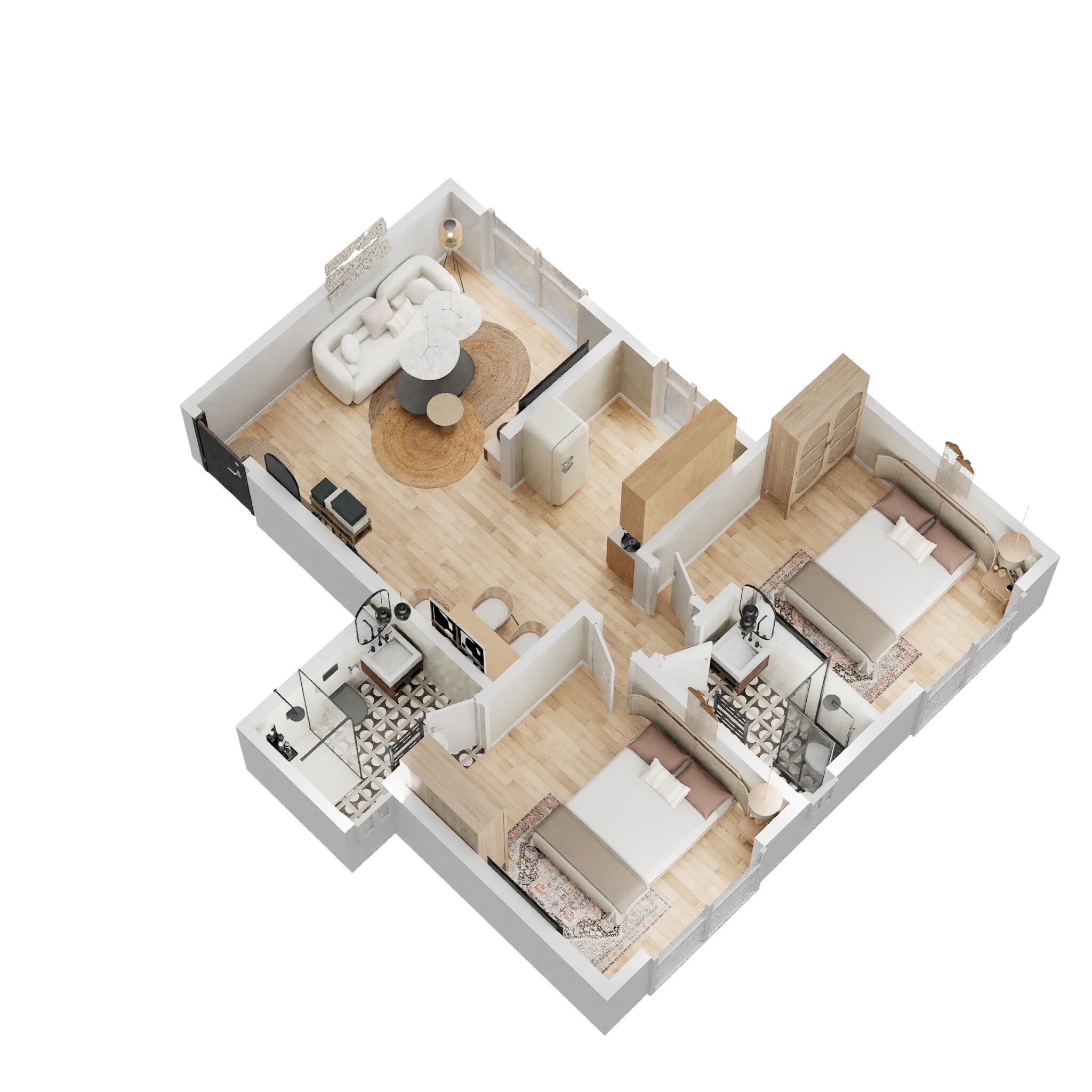 Floor plan of 2 BHK Apartment - 573 sq. ft. in Haware My First Home, Thane