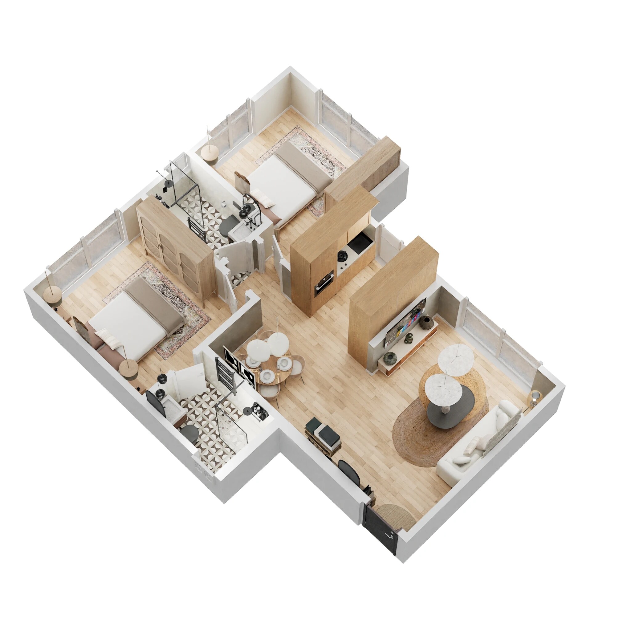 Floor plan of 2 BHK Apartment - 640 sq. ft. in Haware My First Home, Thane