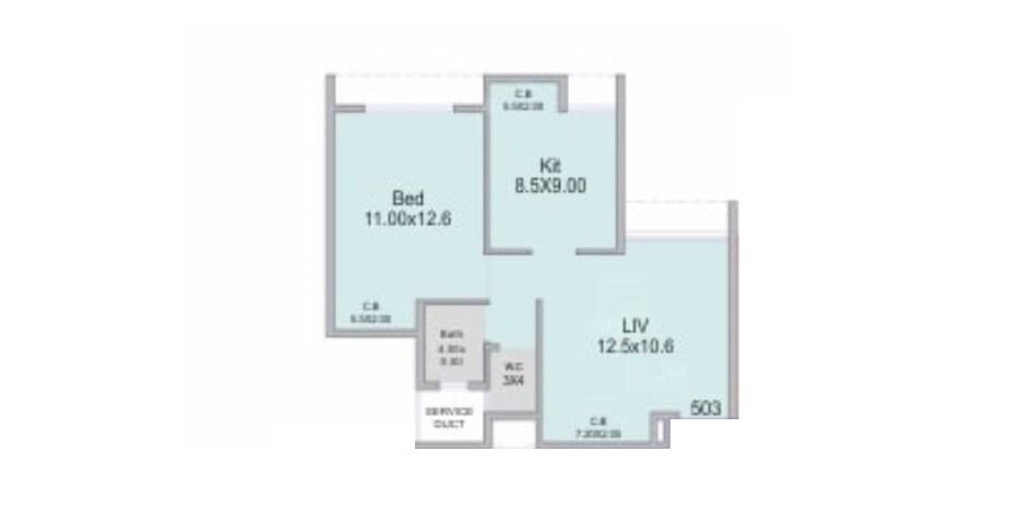 Floor plan of 1 BHK Apartment - 425 sq. ft. in Haware Platinum Towers, Thane