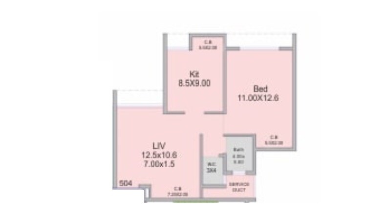 Floor plan of 1 BHK Apartment - 453 sq. ft. in Haware Platinum Towers, Thane