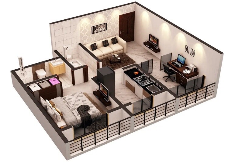 Floor plan of 1 BHK 401 Sq. Ft. Apartment in HCS Horizon, Thane
