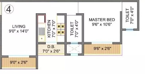 Floor plan of 1 BHK Apartment - 503 sq. ft. in Hetal Riddhi Siddhi, Thane