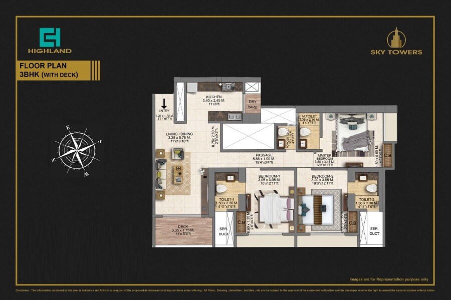 3 BHK 1055 Sq. Ft. Apartment