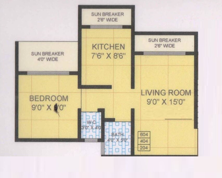 Floor plan of 1 BHK 396 Sq. Ft. Apartment in Himanshu Astavinayak Vastu Prakalp, Thane