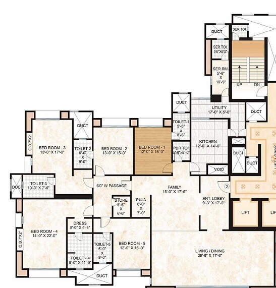 5 BHK 3668 Sq. Ft. Apartment