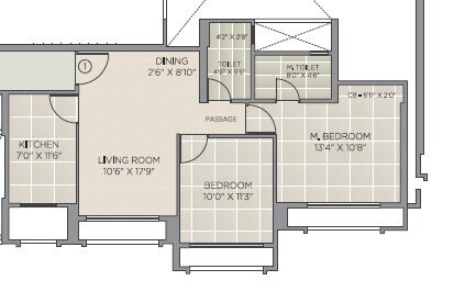 Floor plan of 2 BHK 640 Sq. Ft. Apartment in Hiranandani Eagleridge Wing A, Thane