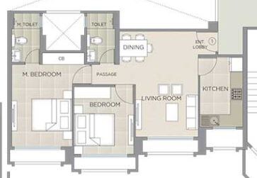 Floor plan of 2 BHK 641 Sq. Ft. Apartment in Hiranandani Eagleridge Wing B, Thane