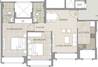 Floor plan of 3 BHK 999 Sq. Ft. Apartment in Hiranandani Eagleridge Wing B, Thane