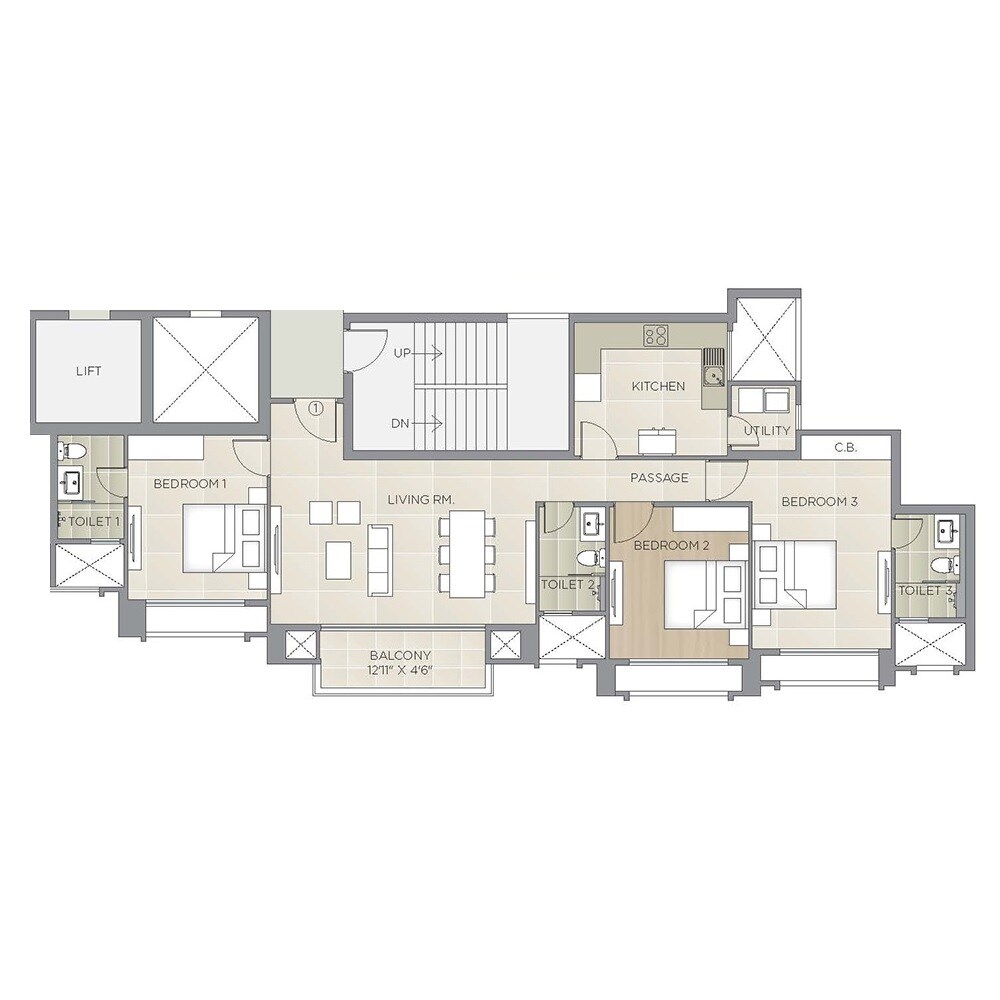 3 BHK 1199 Sq. Ft. Apartment