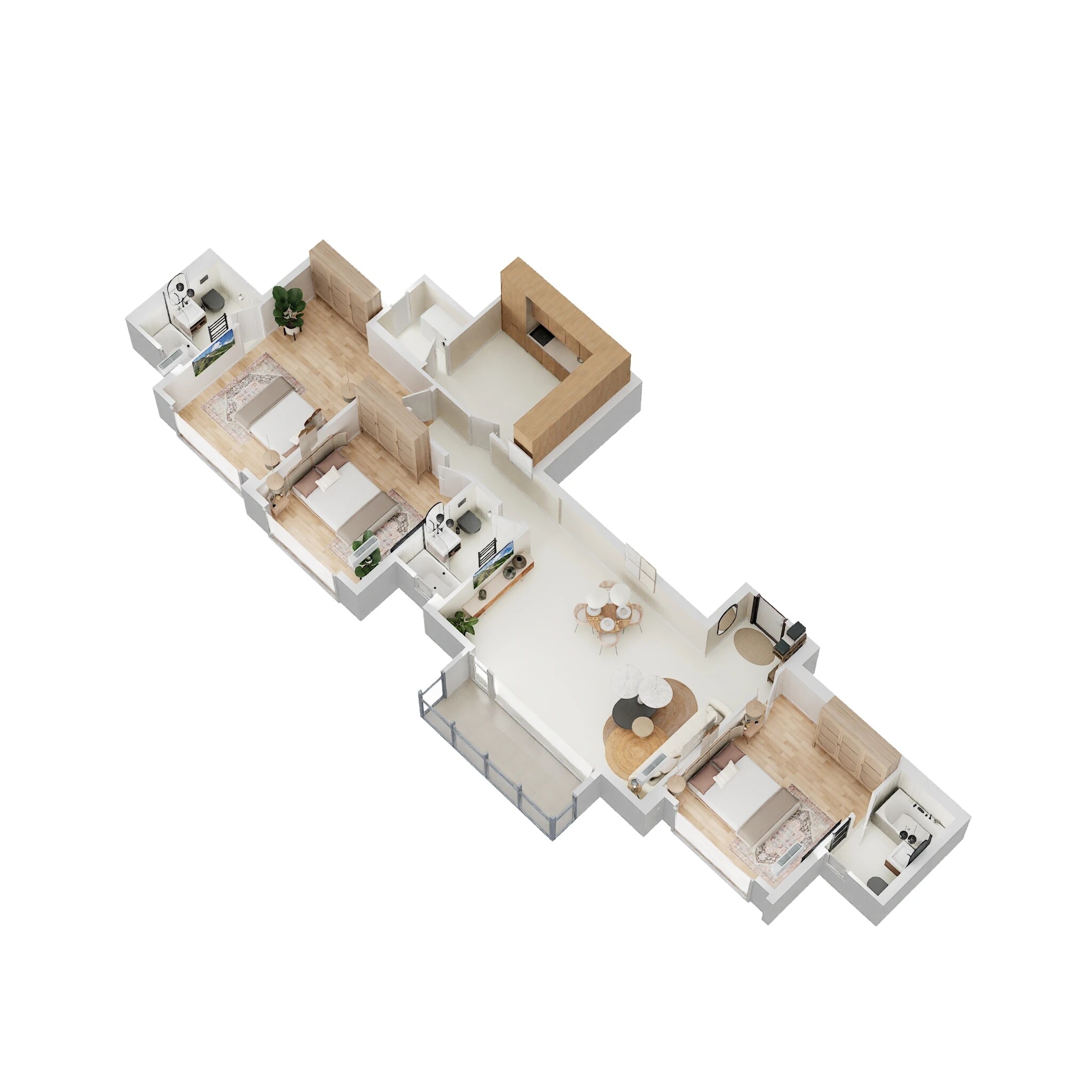 Floor plan of 3 BHK 1089 Sq. Ft. Apartment in Hiranandani Glenwood, Thane