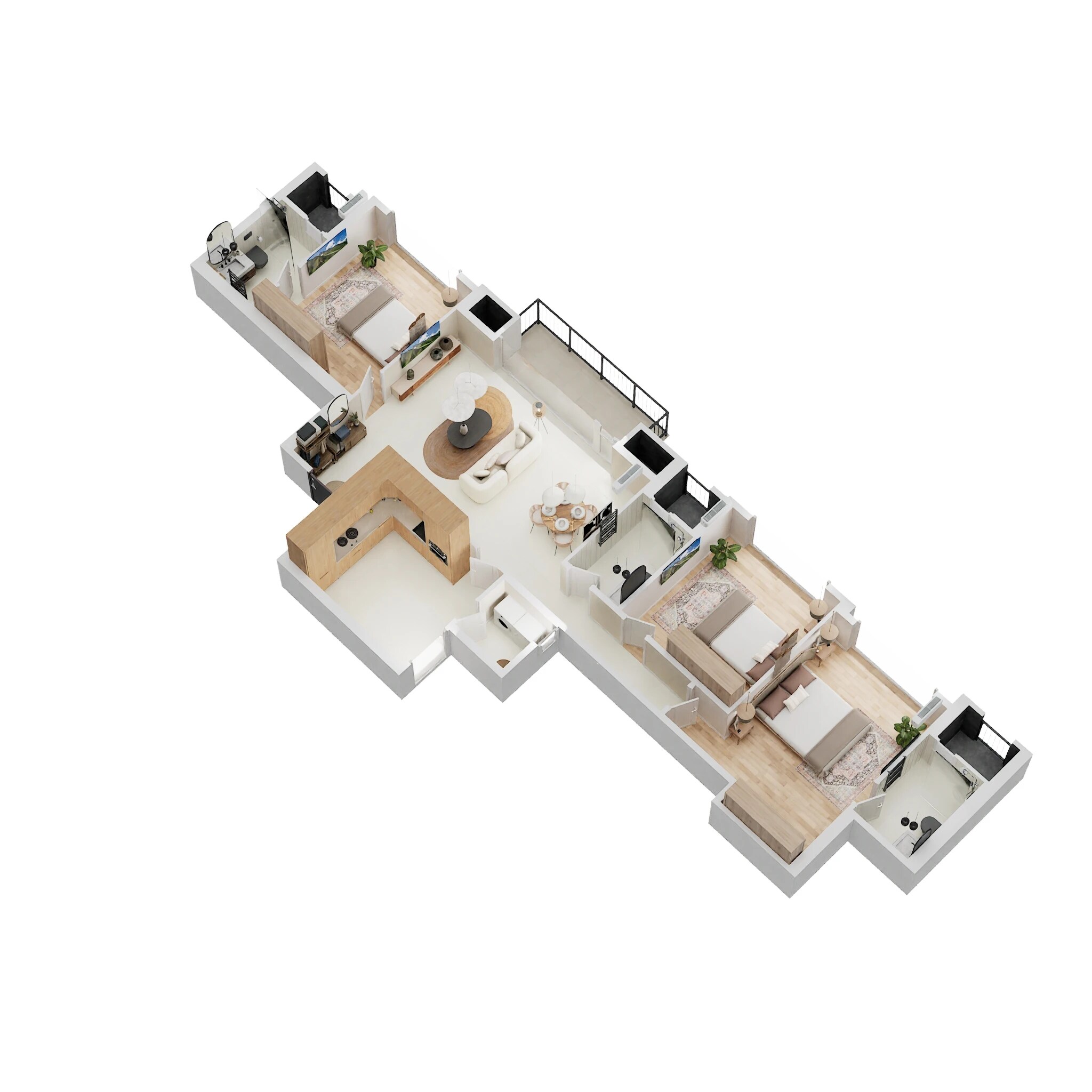 Floor plan of 3 BHK 1091 Sq. Ft. Apartment in Hiranandani Glenwood, Thane