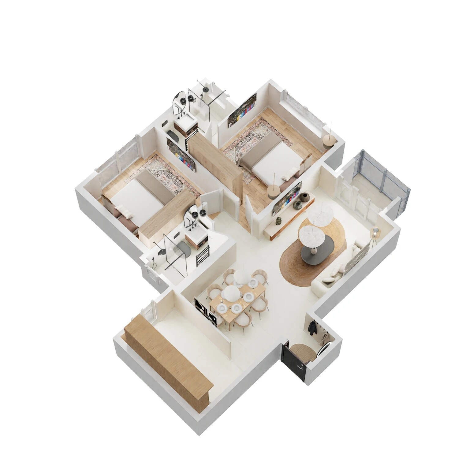 Floor plan of 2 BHK 620 Sq. Ft. Apartment in Hiranandani Woodspring, Thane