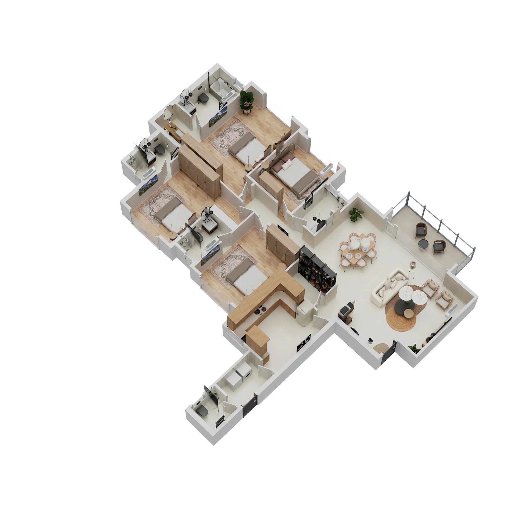 Floor plan of 4 BHK 1608 Sq. Ft. Apartment in Hiranandani Lake Encalve Glenridge, Thane