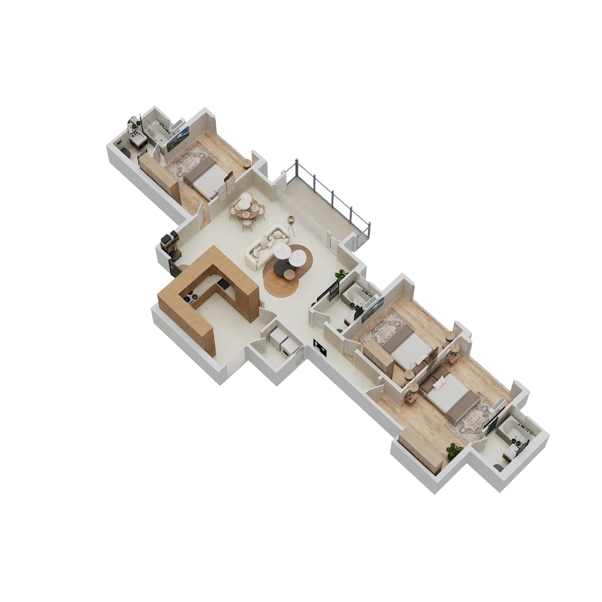 Floor plan of 3 BHK 1091 Sq. Ft. Apartment in Hiranandani Lake Enclave Glendale, Thane