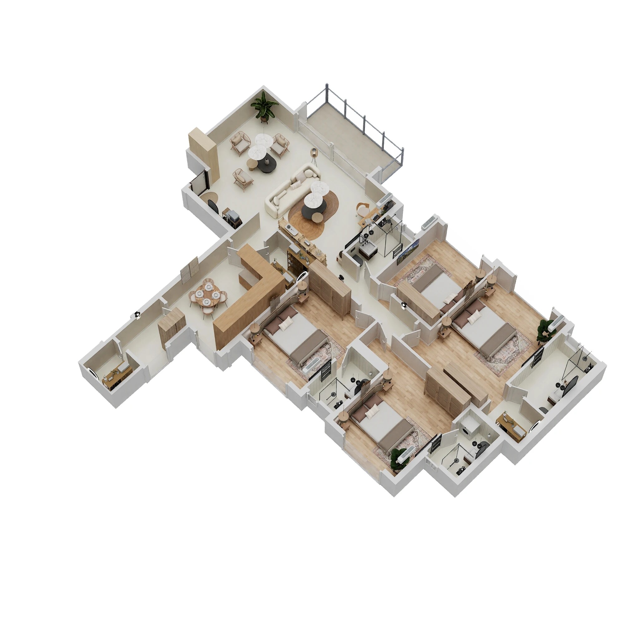 Floor plan of 4 BHK 1609 Sq. Ft. Apartment in Hiranandani Lake Enclave Glendale, Thane