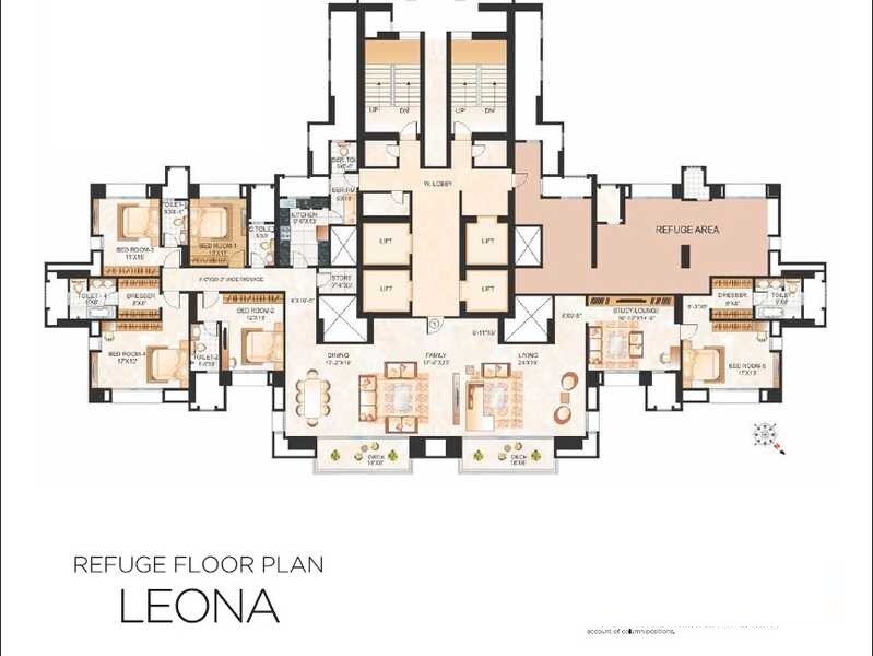 Floor plan of 5 BHK 3317 Sq. Ft. Apartment in Hiranandani Leona, Thane